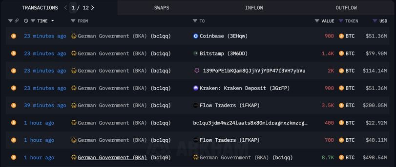 Bitcoin Price Drop Linked to German Government Asset Movement